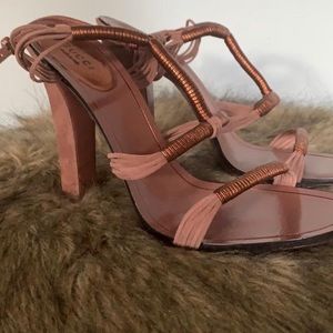 Gucci Rose Gold Strappy Heels